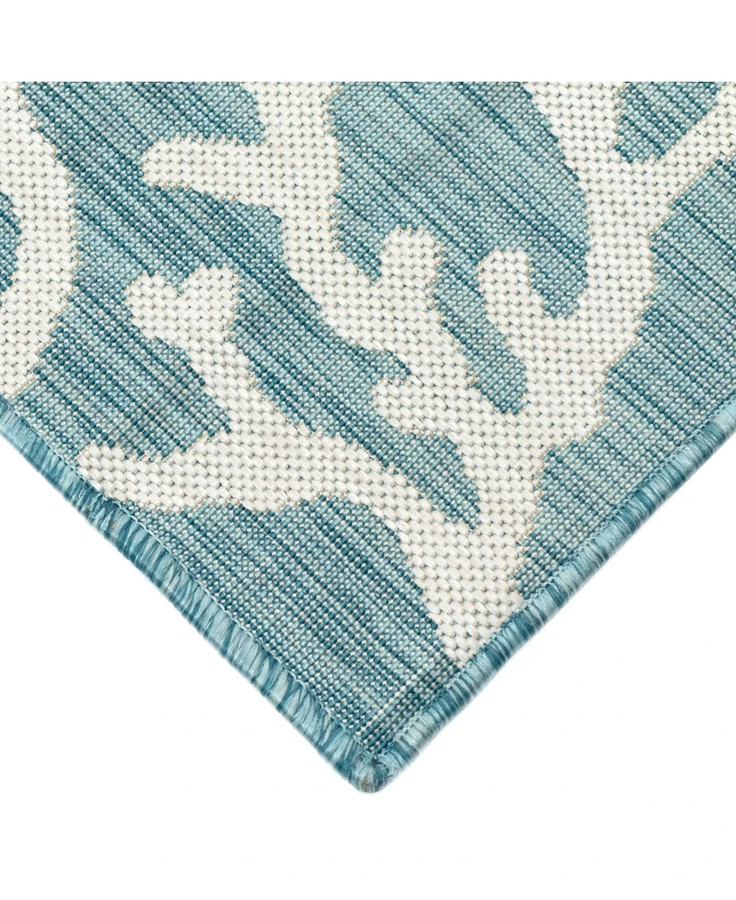 Liora Manne' Carmel Coral Border 3'3" x 4'11" Outdoor Area Rug