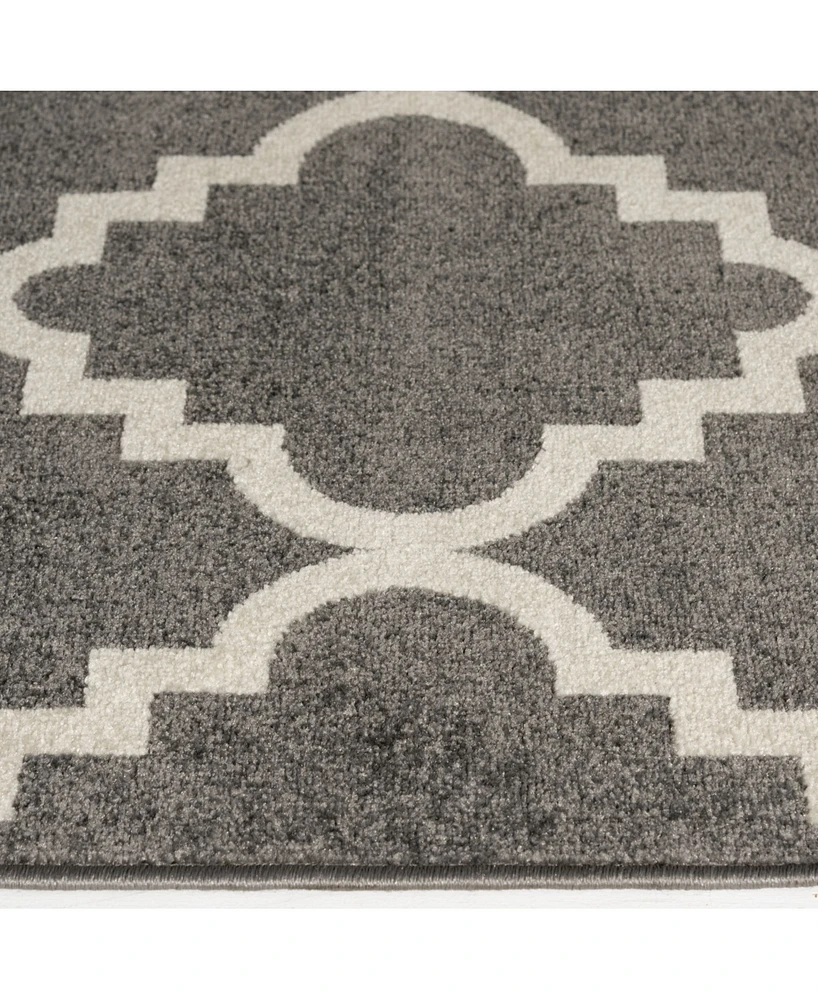 Closeout! Portland Textiles Tropicana Taza Gray 7'10" x 9'10" Outdoor Area Rug
