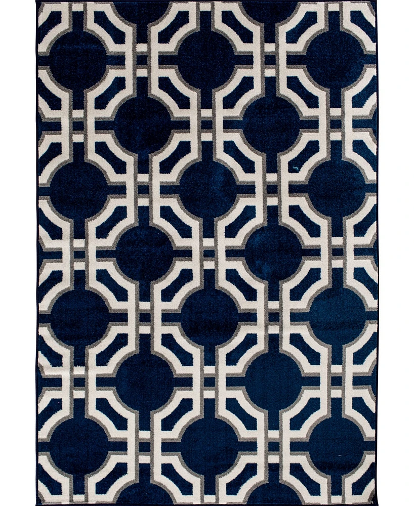 Closeout! Portland Textiles Tropicana Dolliver Blue 7'10" x 9'10" Outdoor Area Rug
