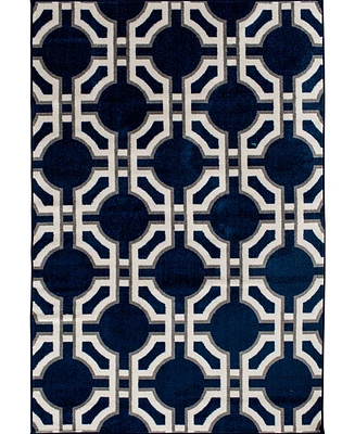 Closeout! Portland Textiles Tropicana Dolliver Blue 7'10" x 9'10" Outdoor Area Rug