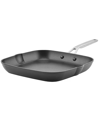 KitchenAid Hard Anodized Induction Nonstick Stovetop Grill Pan, 11.25", Matte Black
