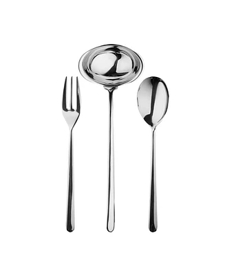 Mepra Serving Set Fork Flatware Set, Spoon and Ladle Linea Flatware Set, Set of 3