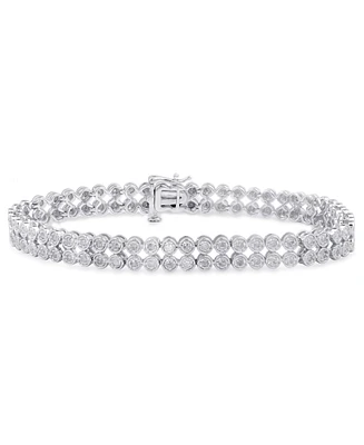 Diamond Double Row Bracelet (1 ct. t.w.) in Sterling Silver