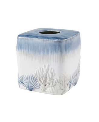 Avanti Abstract Coastal Seashells & Coral Ceramic Tissue Box Cover