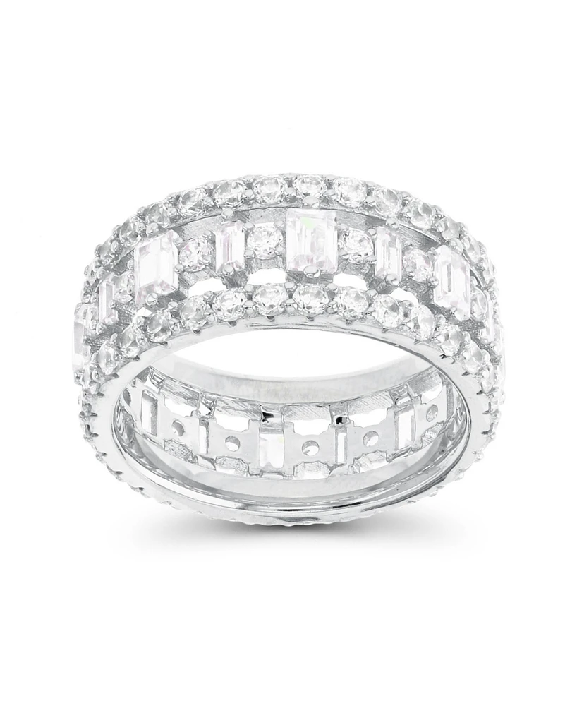 Cubic Zirconia Baguette and Round Eternity Ring