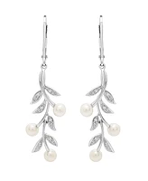 Cultured Freshwater Pearl (4mm) and Diamond (1/20 ct. t.w.) Earrings in Sterling Silver