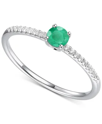 Sapphire (1/3 ct. t.w.) & Diamond (1/10 Ring Sterling Silver (Also Ruby Emerald)