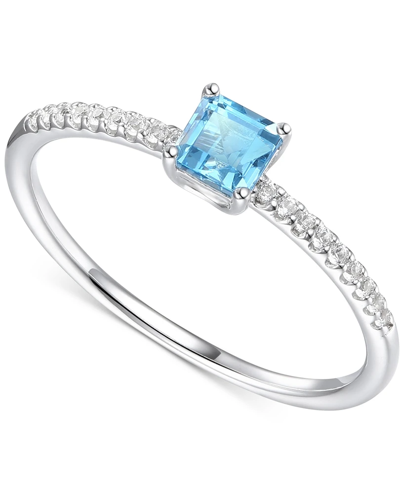 Blue Topaz (3/8 ct. t.w.) & Diamond (1/20 Ring Sterling Silver (Also Citrine Amethyst)