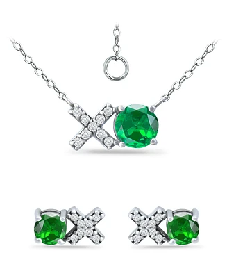 Giani Bernini Created Green Quartz and Cubic Zirconia "Xo" Pendant and Earring Set, 3 Piece