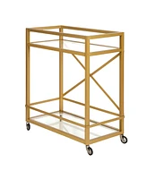 Wilson Bar Cart with Clear Glass Shelves