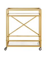 Wilson Bar Cart with Clear Glass Shelves