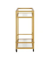 Wilson Bar Cart with Clear Glass Shelves