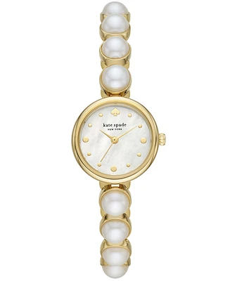 kate spade new york Monroe Gold-Tone Stainless Steel & Faux Pearl Bracelet Watch 24mm