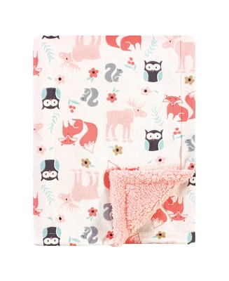 Hudson Baby Girls Plush Mink and Sherpa Blanket