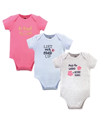Hudson Baby Girls Comfortable All-Cotton Bodysuit 3Pk