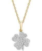 Wrapped Diamond Clover 18" Pendant Necklace (1/10 ct. t.w.) in 10k Gold, Created for Macy's