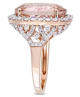 Morganite (9-3/4 ct. t.w.) and Diamond (1-2/5 Oval Halo Ring 14k Rose Gold