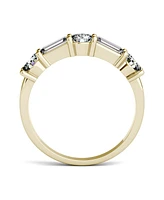 Moissanite Round and Baguette Stackable Ring 1-1/6 ct. tw. Diamond Equivalent 14k Gold