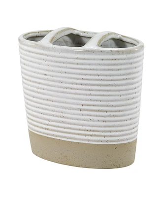 Avanti Drift Lines Textured Ribbed Ceramic Toothbrush Holder
