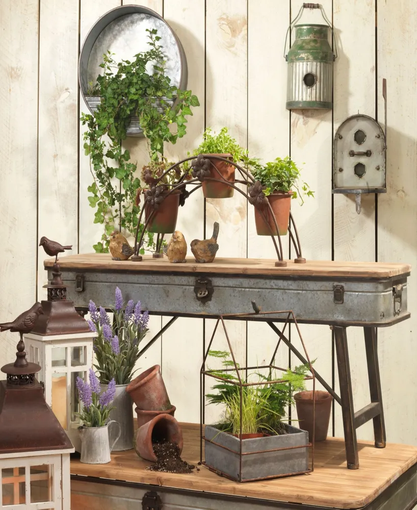 Hanging Round Galvanized Metal Wall Planter