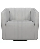 Aries Genuine Leather Swivel Barrel Chair
