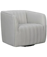 Aries Genuine Leather Swivel Barrel Chair