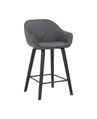Crimson Faux Leather and Wood Bar and Counter Height Stool