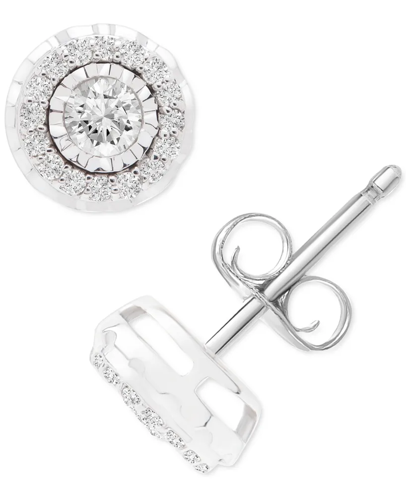 Diamond Halo Stud Earrings (1/4 ct. t.w.) in 10k White Gold