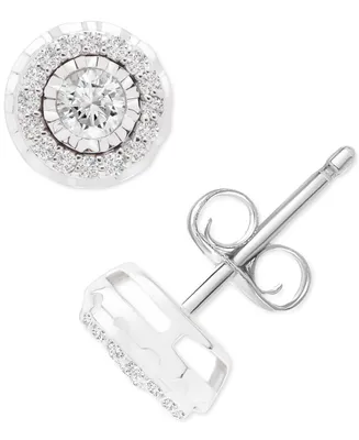 Diamond Halo Stud Earrings (1/4 ct. t.w.) in 10k White Gold