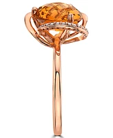 Effy Citrine (3-1/6 ct. t.w.) & Diamond (1/20 ct. t.w.) Statement Ring in 14k Rose Gold