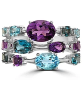 Effy Multi-Gemstone Triple Row Statement Ring (3-3/4 ct. t.w.) in Sterling Silver