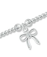 Bead Bow Charm Bracelet in Silver Plate