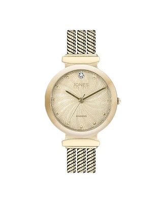 Jones New York Women's Genuine Diamond Dial Gold-Tone Tri-Band Analog Watch 40mm