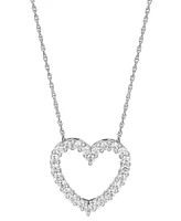 Cubic Zirconia Heart Pendant Necklace in Sterling Silver
