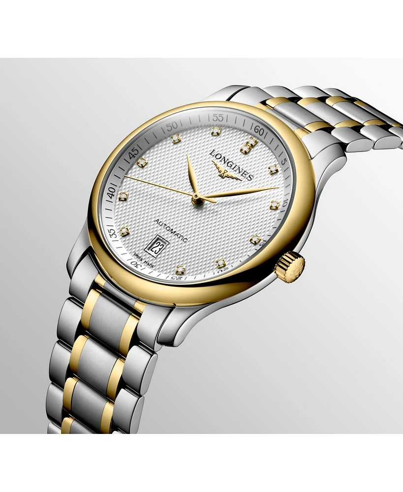 Longines Men's Swiss Automatic Master Diamond Accent 18k Gold and Stainless Steel Bracelet Watch 39mm L26285777