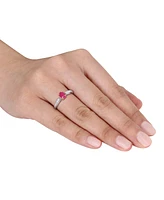Ruby (5/8 ct. t.w.) & Diamond (1/6 Ring 10k Gold White
