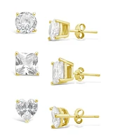 Women's Statement Cubic Zirconia Stud Earrings Set, Pack of 3