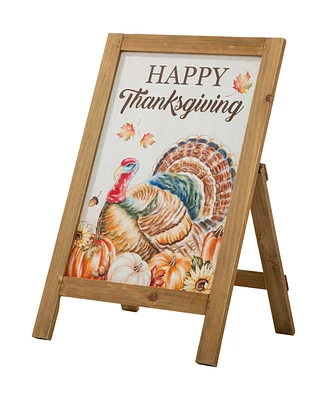 Glitzhome Thanksgiving Turkey Easel Porch Sign, 24"