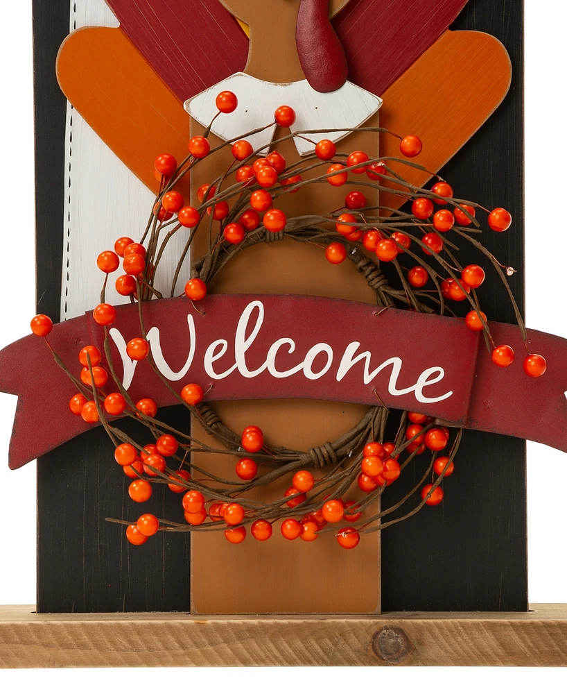 Glitzhome Thanksgiving Pilgrim Couple Porch Decor, 36"