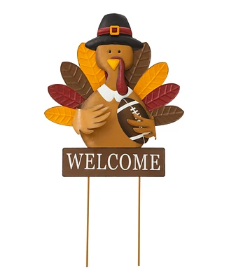 Glitzhome Thanksgiving Turkey Yard Stake or Hanging Wall Decor, 30"