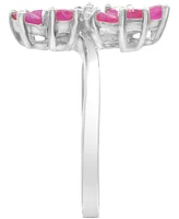 Lab-Grown Ruby (1-3/8 ct. t.w.) & Diamond Accent Flower Bypass Ring in Sterling Silver