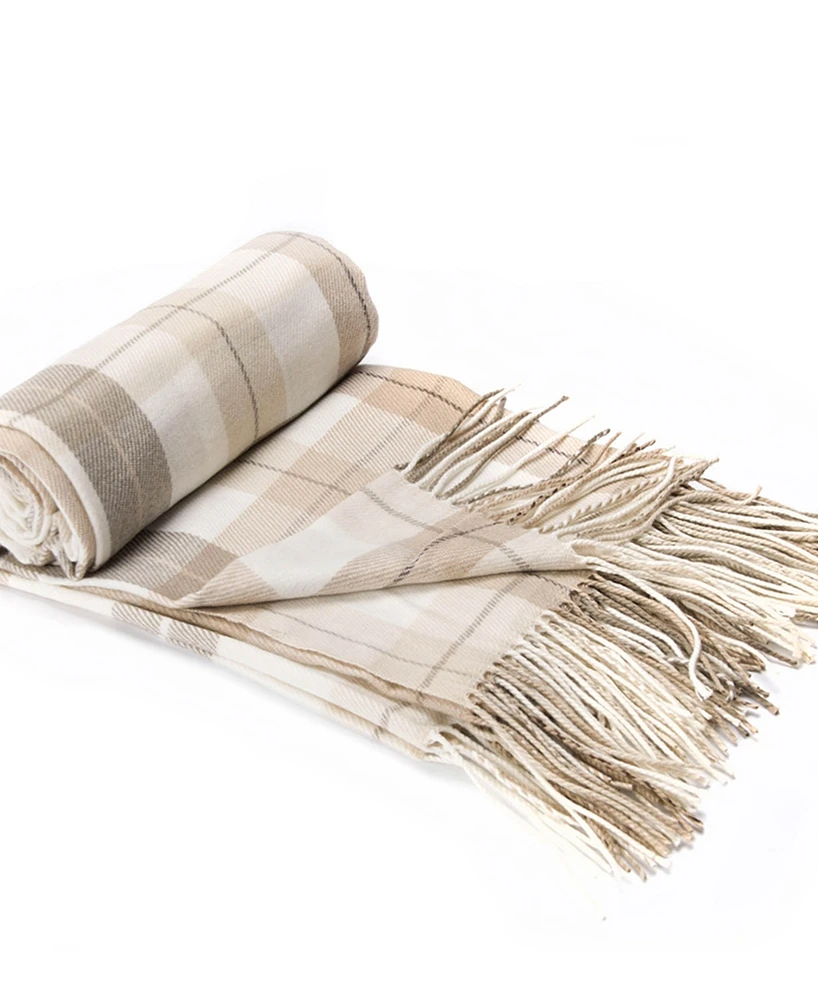Happycare Textiles Yarn-Dyed Woven Plaid Fringe Throw, 60" x 50"