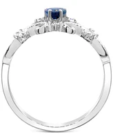 Sapphire (1/2 ct. t.w.) and Diamonds (1/8 ct. t.w.) Ring Set in 14k White Gold