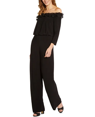 Adrianna Papell Ruffled Off-The-Shoulder Jumpsuit