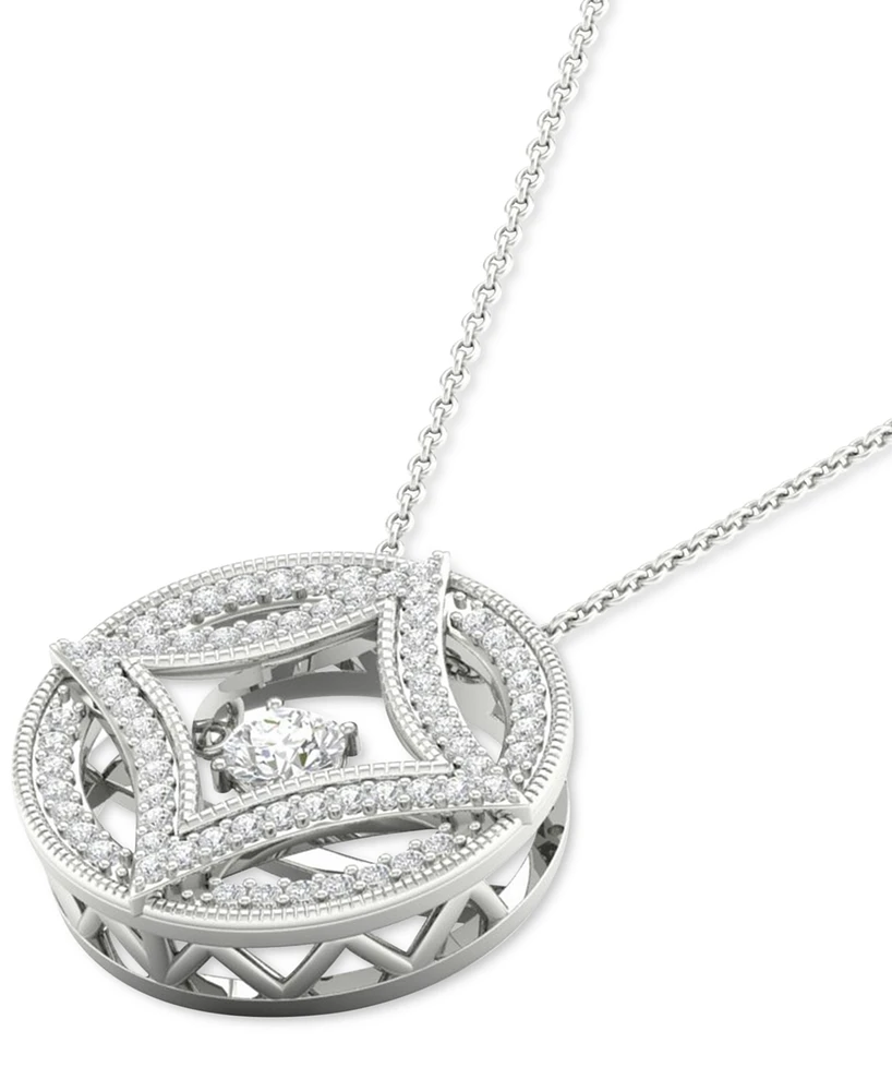 Twinkling Diamond Star Diamond Fashion 18" Pendant Necklace (1/4 ct. t.w.) in 10k White Gold