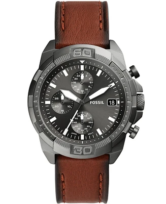 Fossil Men's Bronson Chronograph Brown Leather Strap Watch 44mm
