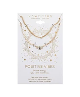 Gold Flash Plated Cubic Zirconia Evil Eye Layered Necklace, 16+2" Extender