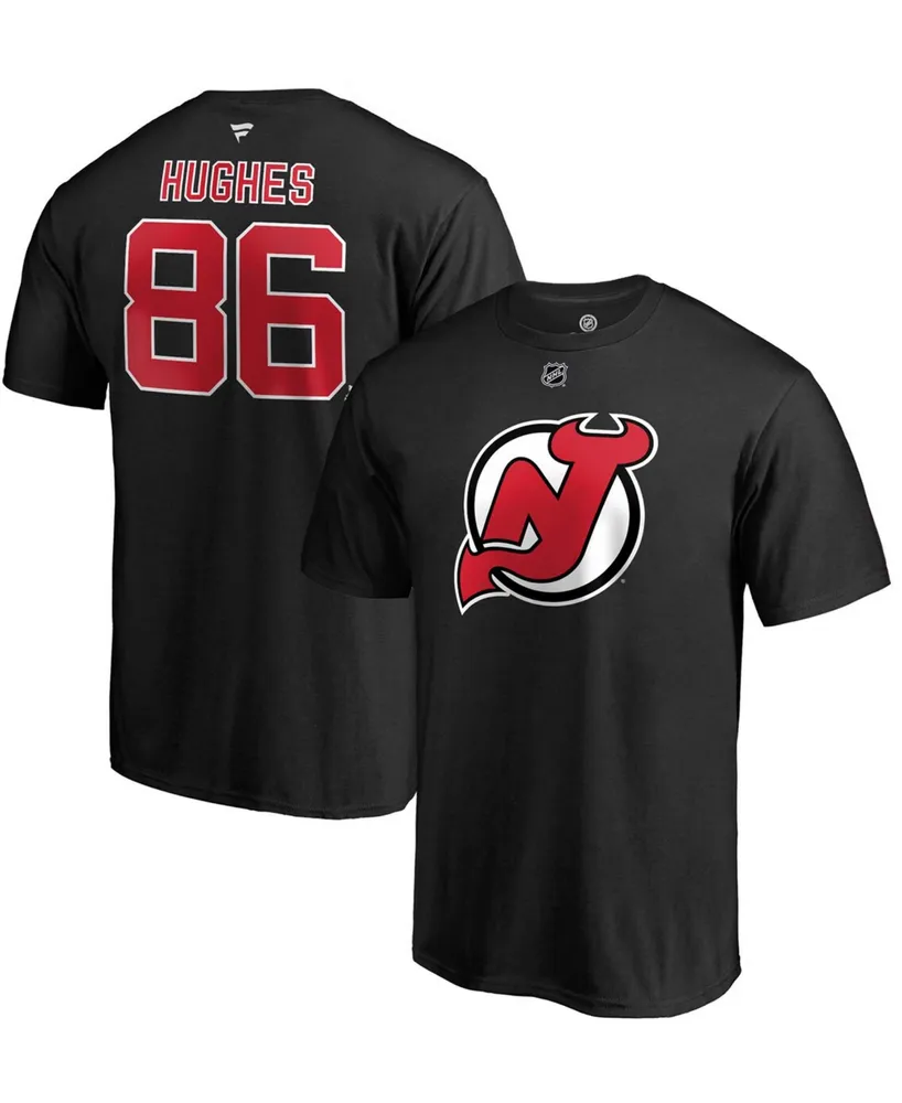 Men's Jack Hughes New Jersey Devils Authentic Stack Name and Number T-shirt