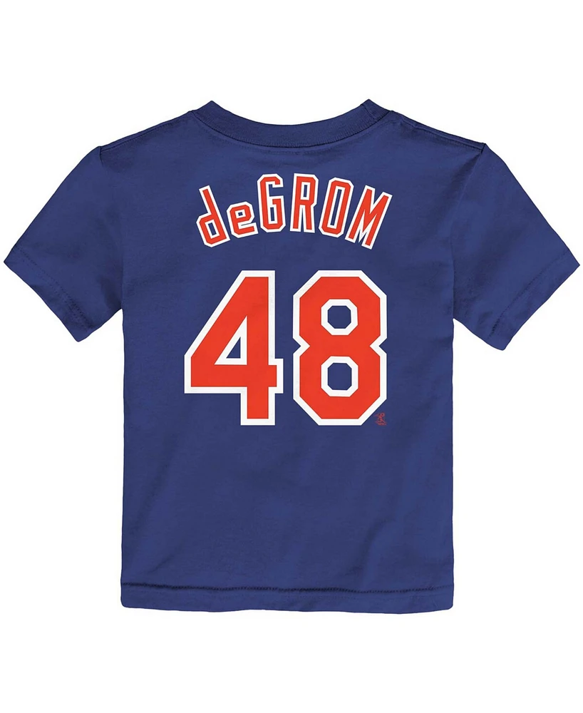 Toddler Boys Jacob Degrom Royal New York Mets Player Name and Number T-shirt