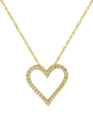 Diamond Heart 18" Pendant Necklace (1/10 ct. t.w.) in Sterling silver or 14k Gold-Plated sterling Silver